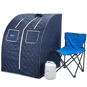 Oversized Portable Steam Sauna Spa for Home Relaxation, Satin Blue