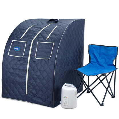 Oversized Portable Steam Sauna Spa for Home Relaxation, Satin Blue