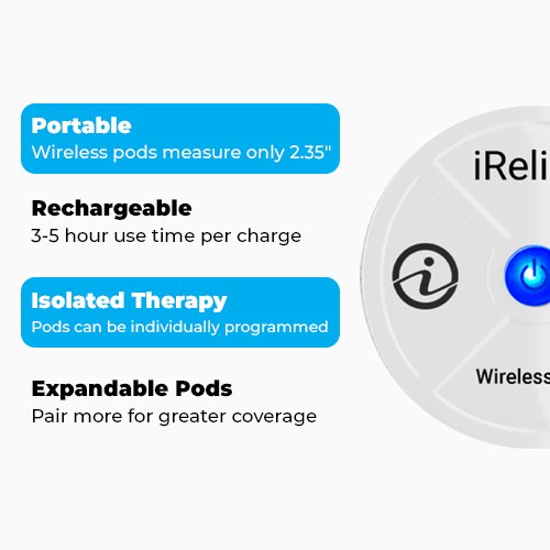 Wireless TENS Unit + EMS, Therapeutic Wearable System, ET-5050 by iReliev  no p 853635002426