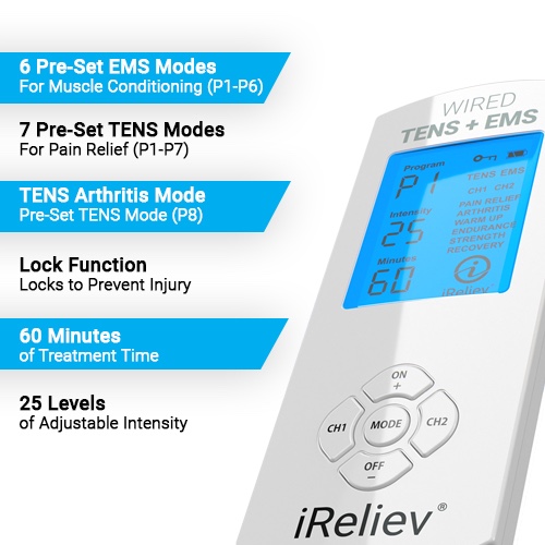 Premium Wired TENS + EMS Muscle Stimulator System | iReliev